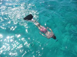 a person swimming in the water in the ocean at La Petite Calanque in Marseille