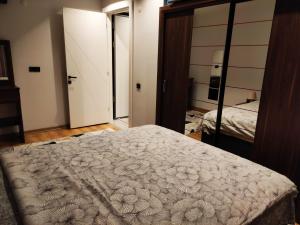 a bedroom with a bed and a mirror at Aynı ilandan iki defa yayınlanmış bu ilan geçersiz in Antalya