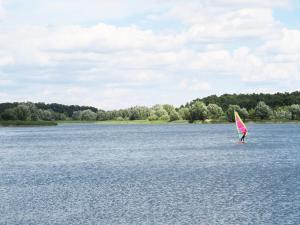 a person is windsurfing on a large body of water at NEU! Ferienidyll Nähe Plauer See in Halenbeck