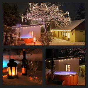 a collage of photos of a house with lights at Domeček u Josefa in Mělník