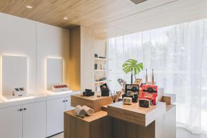 a room with a counter with items on it at Atour Hotel Xiamen International Conference & Exhibition Center in Xiamen