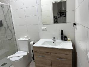 a bathroom with a sink and a toilet and a shower at Market Martinez De La Riva I in Madrid