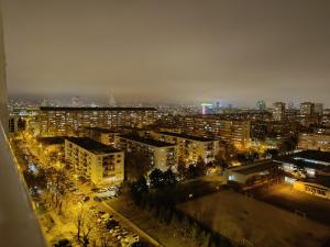 a view of a city at night with lights at Studio Lara in Zagreb
