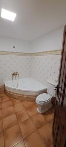 a bathroom with a bath tub and a toilet at CASITA ROCIO in Jaén