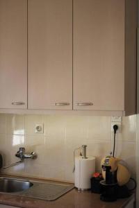 a kitchen with a sink and a counter top at Cozy with parking in Zemun