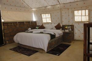 山姆Desert island Camp & Resort Jaisalmer的帐篷里有一张大床的卧室