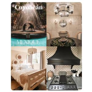 a collage of pictures of a room with a stove at Mexique in Mexico City