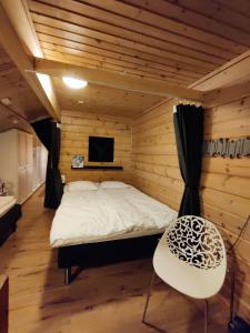 een kamer met een bed, een tv en een stoel bij Ylläs slope SareStar in Ylläsjärvi