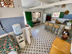 an aerial view of a kitchen and living room at Pousada Vila Matury in Icapuí