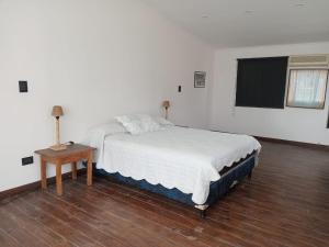 Un dormitorio con una cama y una mesa. en Departamentos Casco Urbano San Antonio de Areco en San Antonio de Areco
