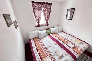 a small bedroom with a bed with a window at Holiday Home Mali Raj in Pale