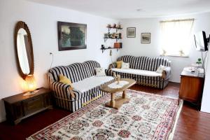 una sala de estar con 2 sofás y una alfombra en Holiday Home Mali Raj, en Pale