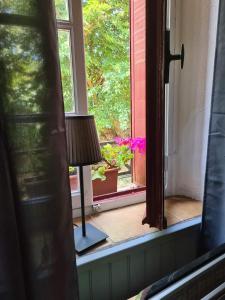 a lamp sitting on a window sill next to a window at Andersson, FA in Fa