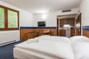 Letto o letti in una camera di Hotelový dům Kaskáda - Bed and Breakfast