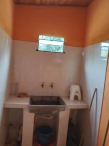 a small bathroom with a sink and a window at CASA EN TAFI DEL VALLE ZONA LA ANGOSTURA in San Miguel de Tucumán