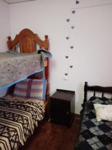 a bedroom with a bunk bed and a small bedskirts at CASA EN TAFI DEL VALLE ZONA LA ANGOSTURA in San Miguel de Tucumán