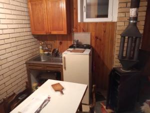 a kitchen with a white refrigerator and a sink at KopanikTreskaPotok15e in Kopaonik