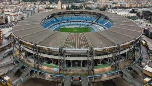 an aerial view of a soccer stadium at Vicstreet Metastasio in Naples