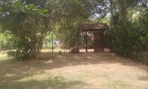 um parque com um portão e algumas árvores e relva em Casa da Jane em Paraty