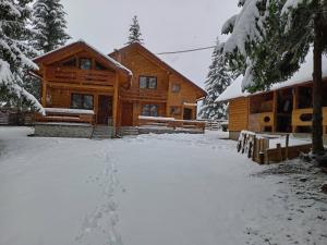 a log cabin with snow on the ground at Ski Chalet Jahorina in Jahorina
