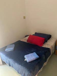a bed with two pillows on it in a room at Manzanas in Camarma de Esteruelas