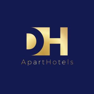 een verguld logo met de letters h en h alfa bij Apartment by DH ApartHotels in Peterborough