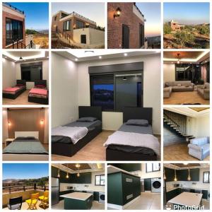 a collage of photos of a bedroom and a house at Dolunay jarash in Jerash