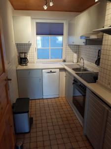 a small kitchen with a sink and a dishwasher at Ferienwohnung "Zum Alten Römer" in Kleinern