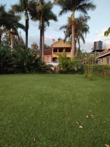 une maison avec des palmiers dans une cour dans l'établissement Zack's Serene House, à Kisii