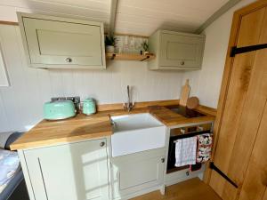 Private and peaceful stay in a Luxury Shepherds Hut near Truro的厨房或小厨房