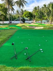 - un parcours de golf avec 2 putts sur un green dans l'établissement W Golf Resort, à Oslob