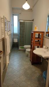 y baño con ducha, lavabo y aseo. en Pier Capponi Apartament, en Florencia