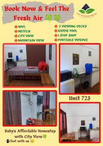 un collage di quattro foto di una stanza di 723 Moonlight Place 321-FREE WIFI ad Antipolo