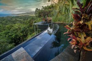 a swimming pool with a view of the ocean at Casa El Paraíso, Las Galeras in Las Galeras