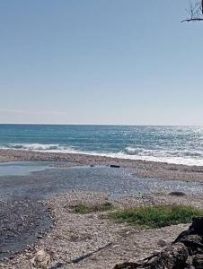 una playa rocosa con el océano en el fondo en Agradable Apartamento, en Paraíso