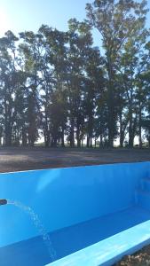 dos fotografías de una piscina con árboles en el fondo en Estadia de campo en San Andrés de Giles