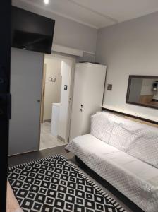 シュチェチネクにあるBR sc NR2-całe mieszkanieの小さなベッドルーム(ベッド1台、薄型テレビ付)