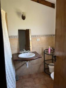 La salle de bains est pourvue d'un lavabo et de toilettes. dans l'établissement Casa familiar, à Tafí del Valle