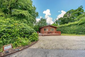 a small cabin in the middle of a garden at HB Hornbeam Lodge 05 in Narberth