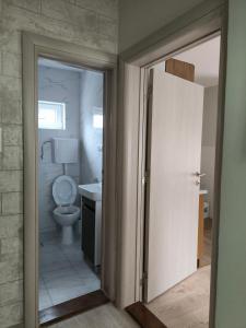 a bathroom with a toilet and a sink at Apartman - GOLEMI MOST in Pirot