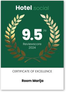 Certifikát, ocenenie alebo iný dokument vystavený v ubytovaní Room Marija