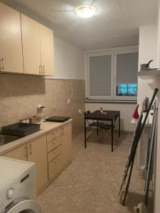 a kitchen with a sink and a table in it at Apartman Vuković in Novi Beograd