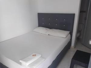 a white bed with two white pillows on it at Hotel Mileniun Valledupar in Valledupar