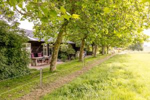 a row of trees in front of a house at Het Kamphuis, landelijk slapen in Heerhugowaard