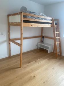 a bunk bed with a ladder in a room at Quantum dimension in Rødovre