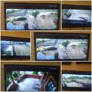 a group of four pictures of a television screen at Rabai,Mazeras. Off Jumbo steel mills/kombeni girls before the coast line of Mombasa Kenya. in Kilifi