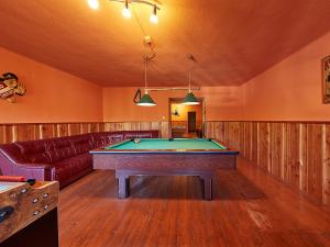 Cette chambre dispose d'un billard et d'un canapé. dans l'établissement Apartmány Hamříkova stáj, à Dolní Moravice