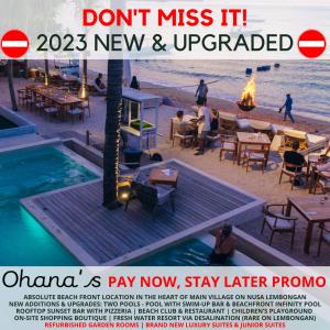 レンボンガン島にあるOhana's Beachfront Resort & Beach Clubの海辺のレストランの雑誌広告