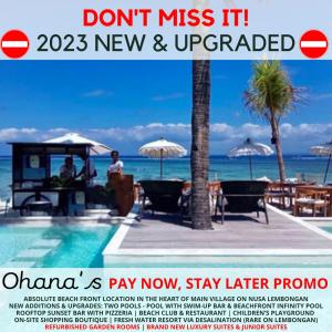 a magazine advertisement for a resort with a swimming pool at Ohana's Beachfront Resort & Beach Club in Nusa Lembongan