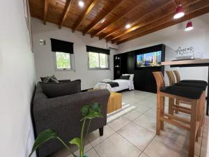 salon z kanapą i telewizorem w obiekcie Ayres home w mieście Mendoza